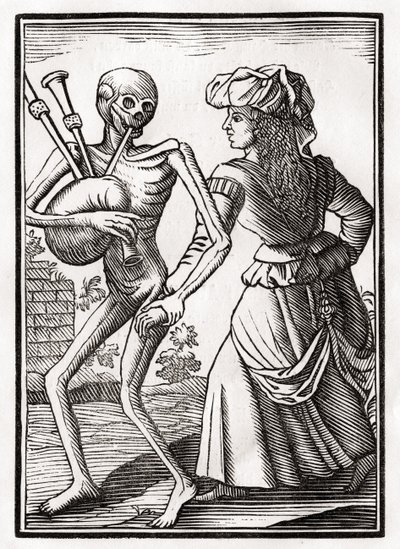 A morte chega para a mulher incrédula, de &39;Der Todten Tanz&39;, publicada em Basel, 1843 de Unbekannt Unbekannt